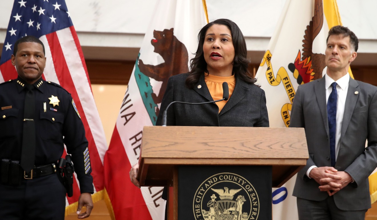 San Francisco Mayor London Breed announcing on Monday that city residents would be required to stay home “except for essential needs”. Photo: Getty Images via AFP
