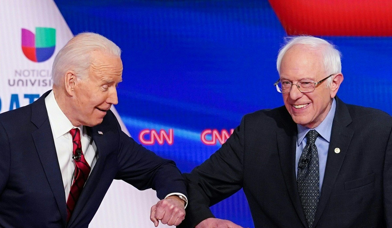 Joe Biden and Bernie Sanders during their last debate. Photo: AFP