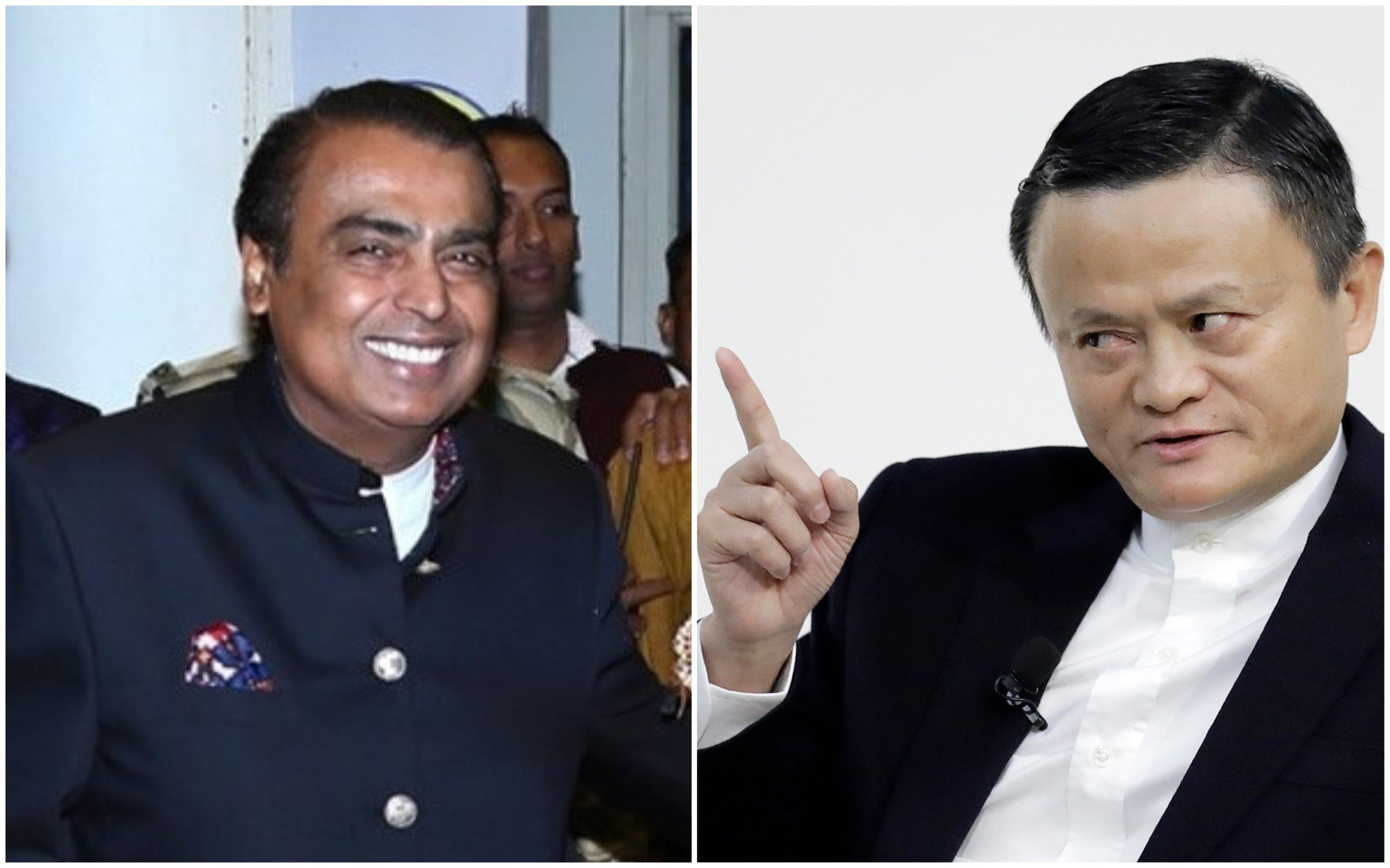 Jack Ma, right, has officially overtaken Mukesh Ambani, left, as Asia's richest man. Photos: AP