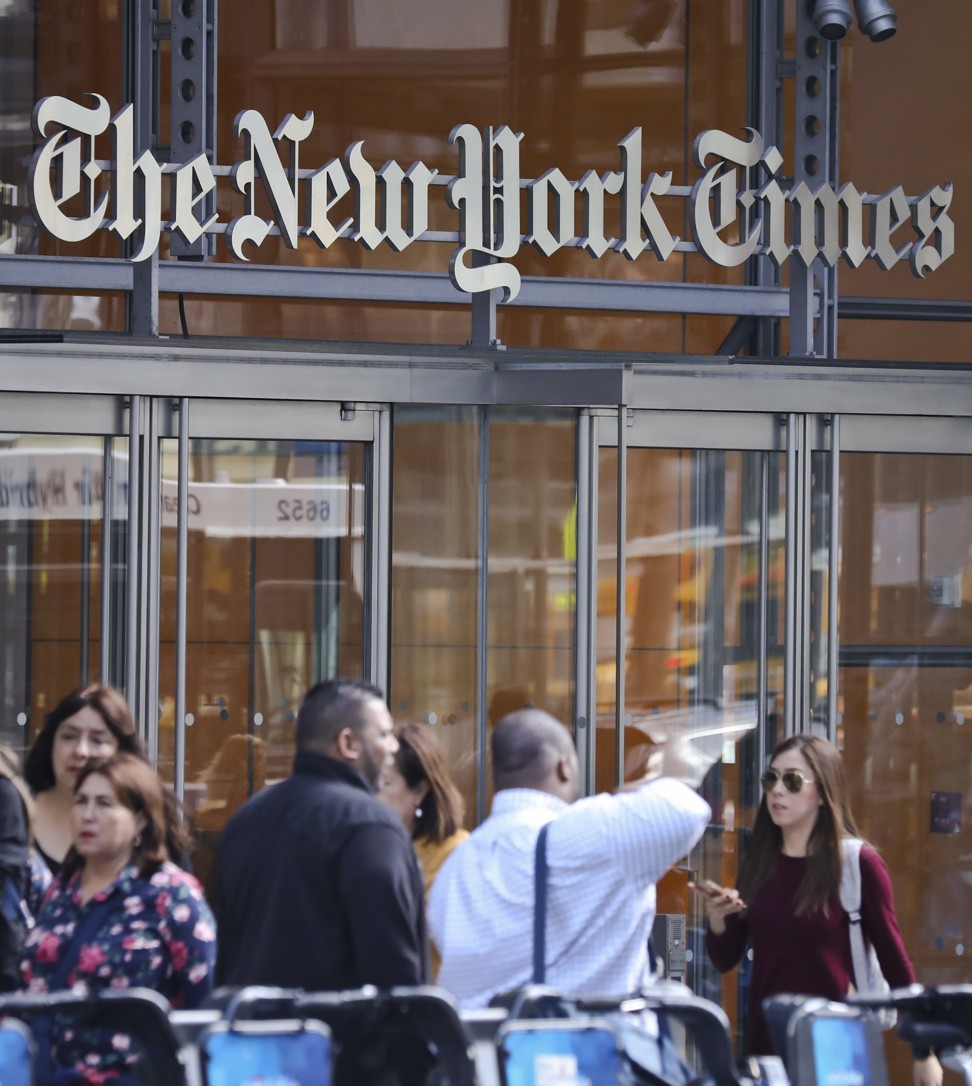 The New York Times headquarters in Manhattan. The newspaper has several bureaus in mainland China as well as Hong Kong. Photo: AP