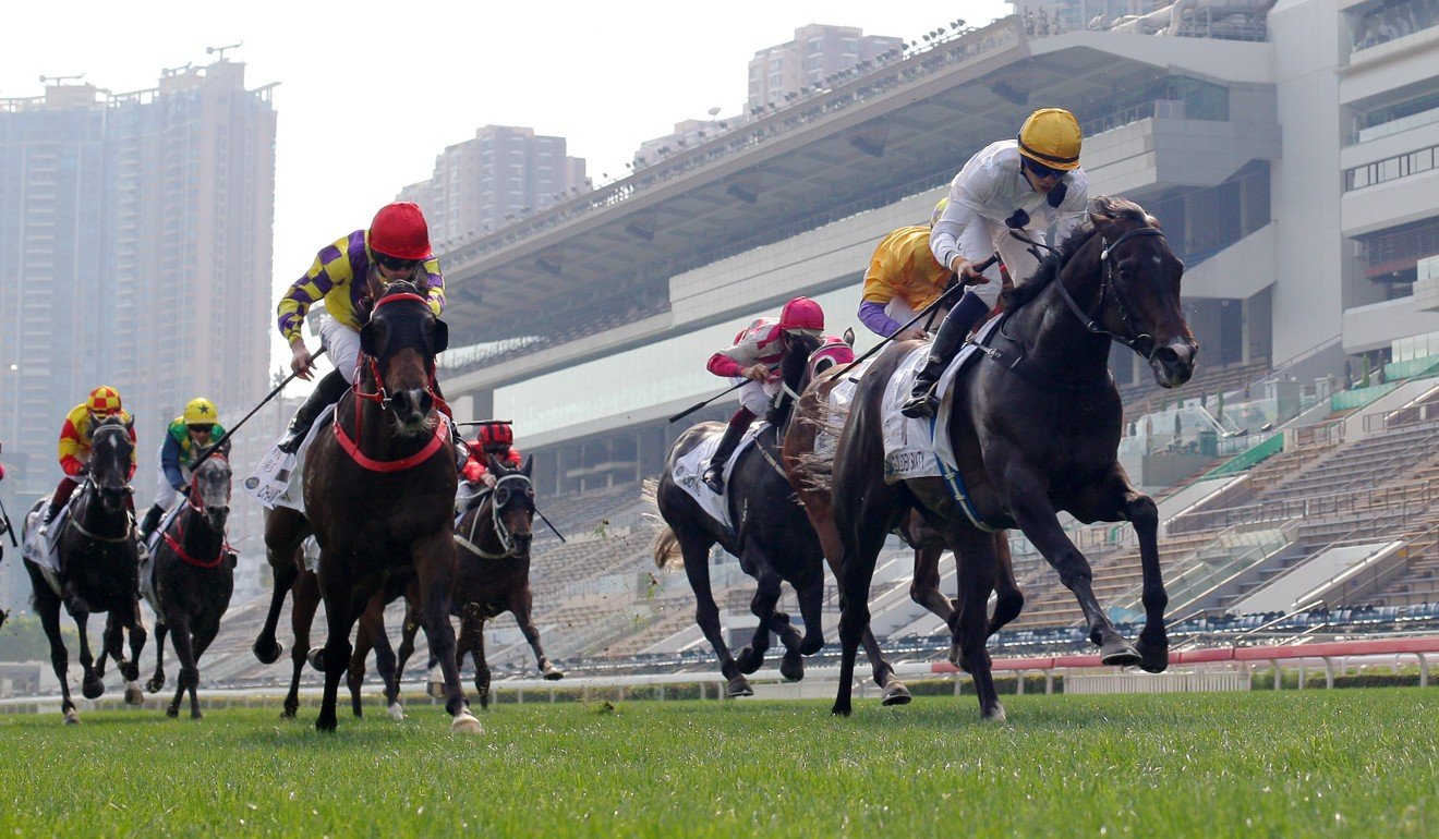 Golden Sixty (right) surges home to win the Classic Cup.