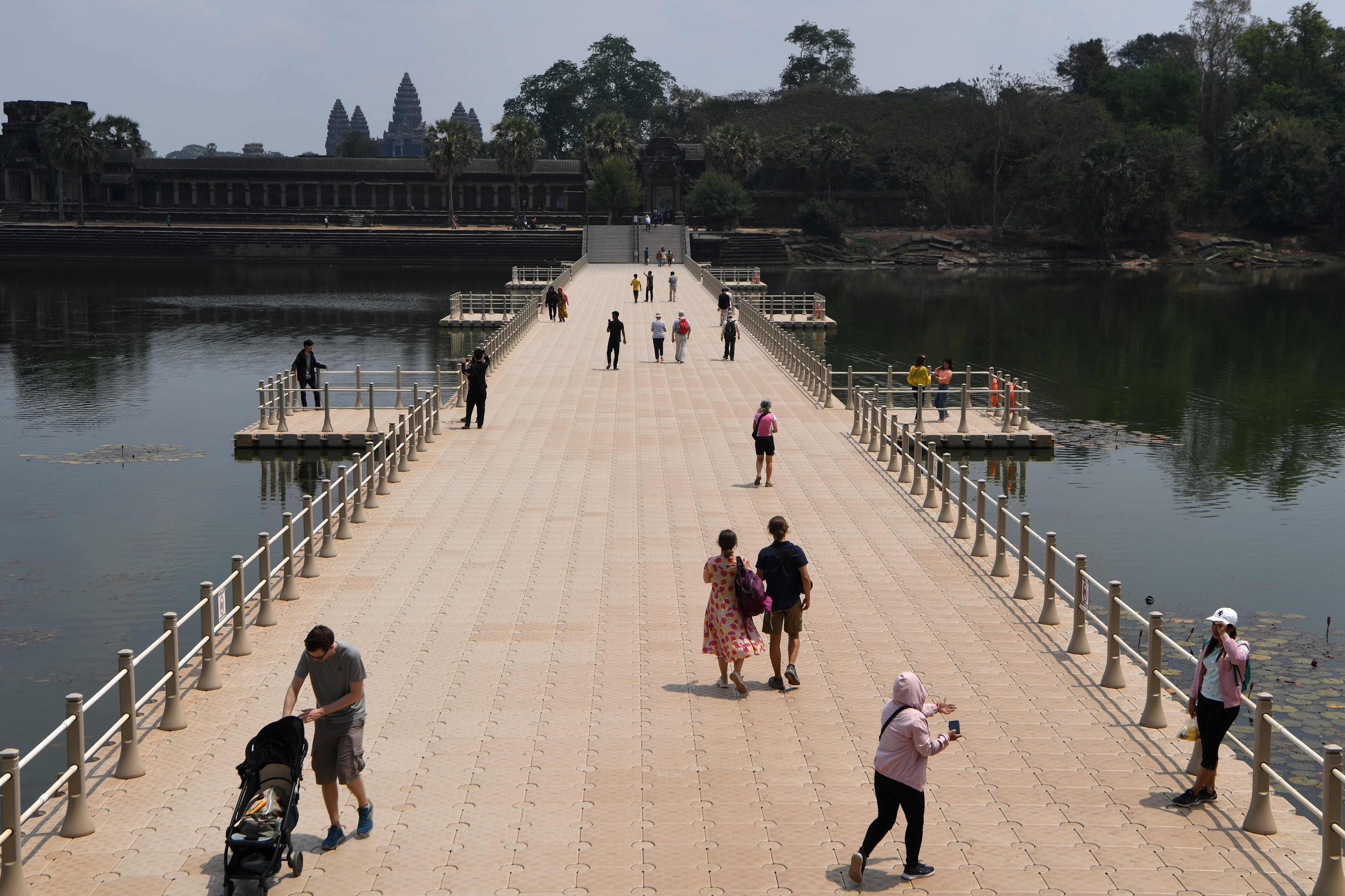 An almost deserted Angkor Wat on March 5, 2020. Photo: Tang Chhin Sothy/AFP