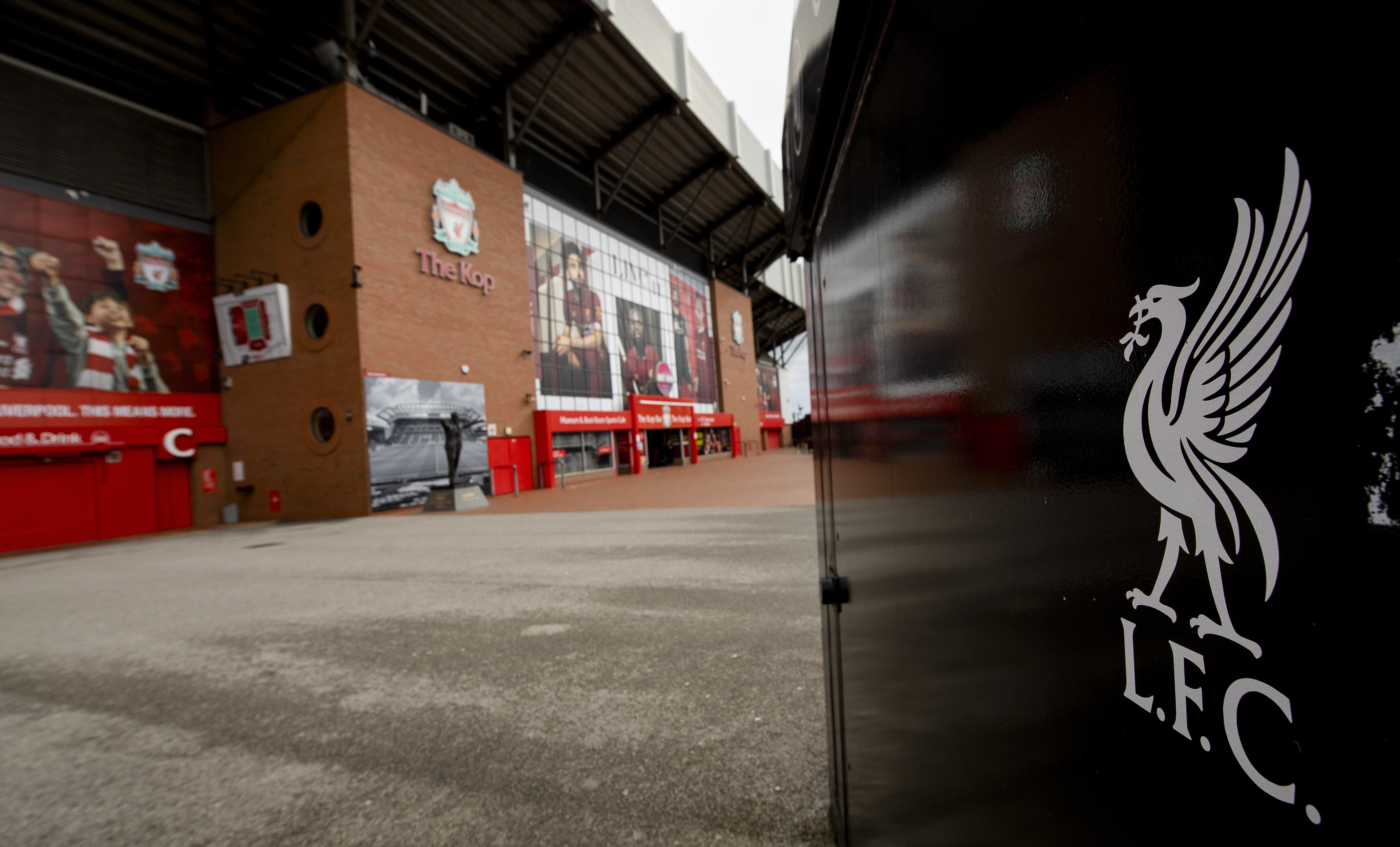 The Kop stand at Liverpool’s Anfield stadium. A number of preventive measures amid the coronavirus outbreak are being implemented in the UK, including postponing English Premier League football games. Photo: EPA