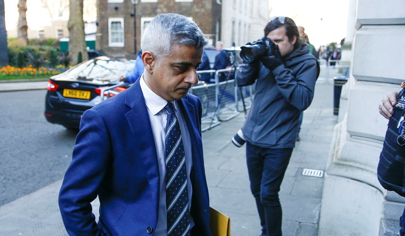 Mayor of London Sadiq Khan leaves Downing Street earlier this month. Photo: Reuters