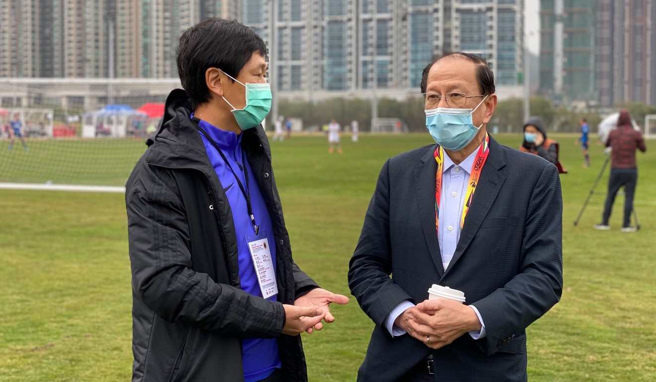 Sports commissioner Yeung Tak-keung (left) with HKFA chief Pui Kwan-kay. Photo: Chan Kin-wa