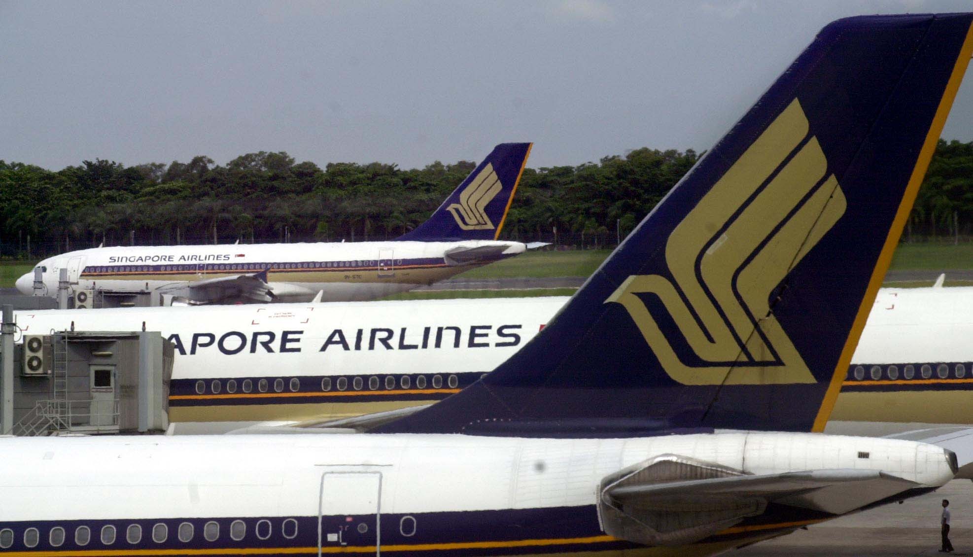 Singapore Airlines planes on the tarmac at Changi Airport. Photo: AFP