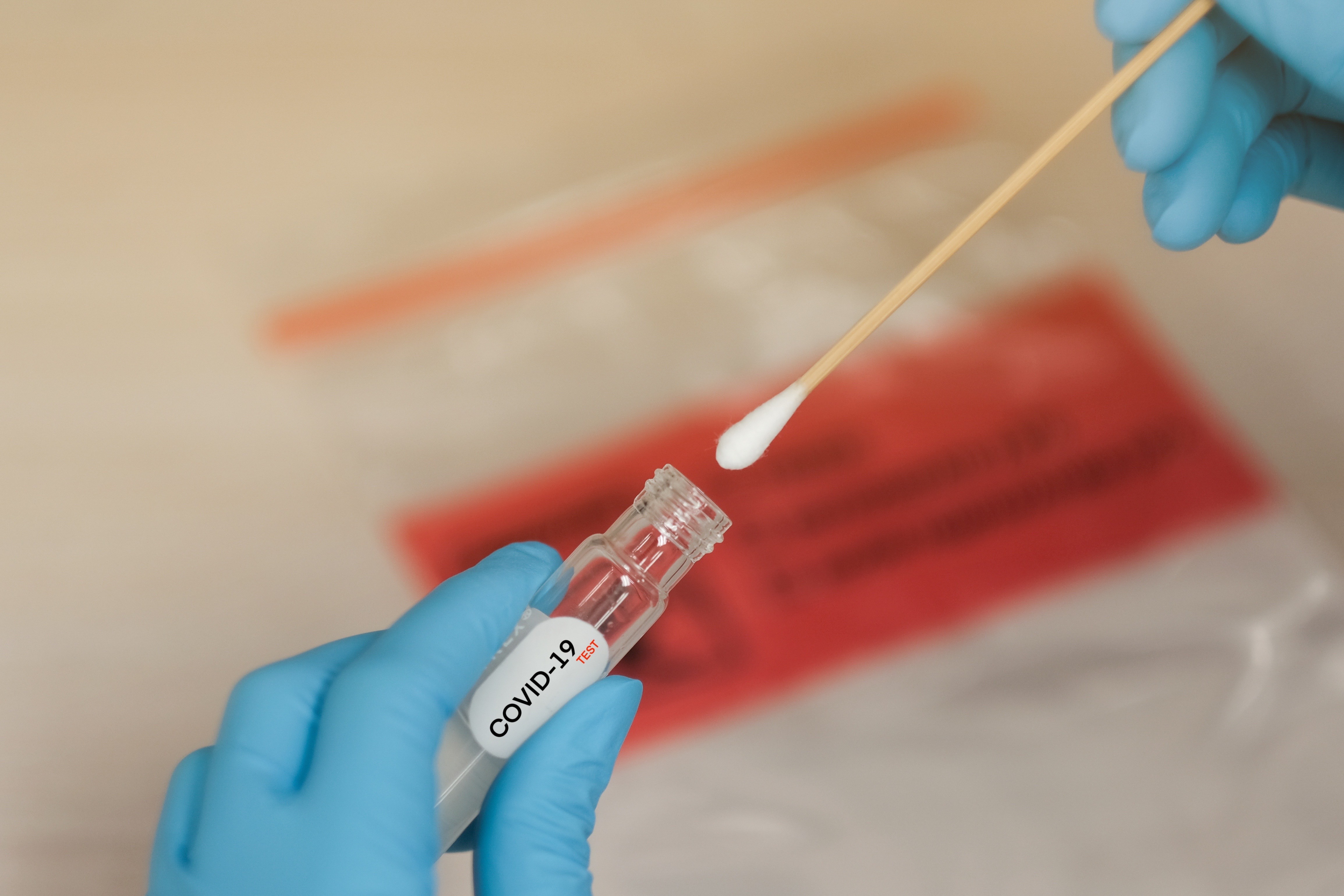 Covid-19 nasal swab laboratory test in hospital lab on 22 March 2020. Photo: Shutterstock