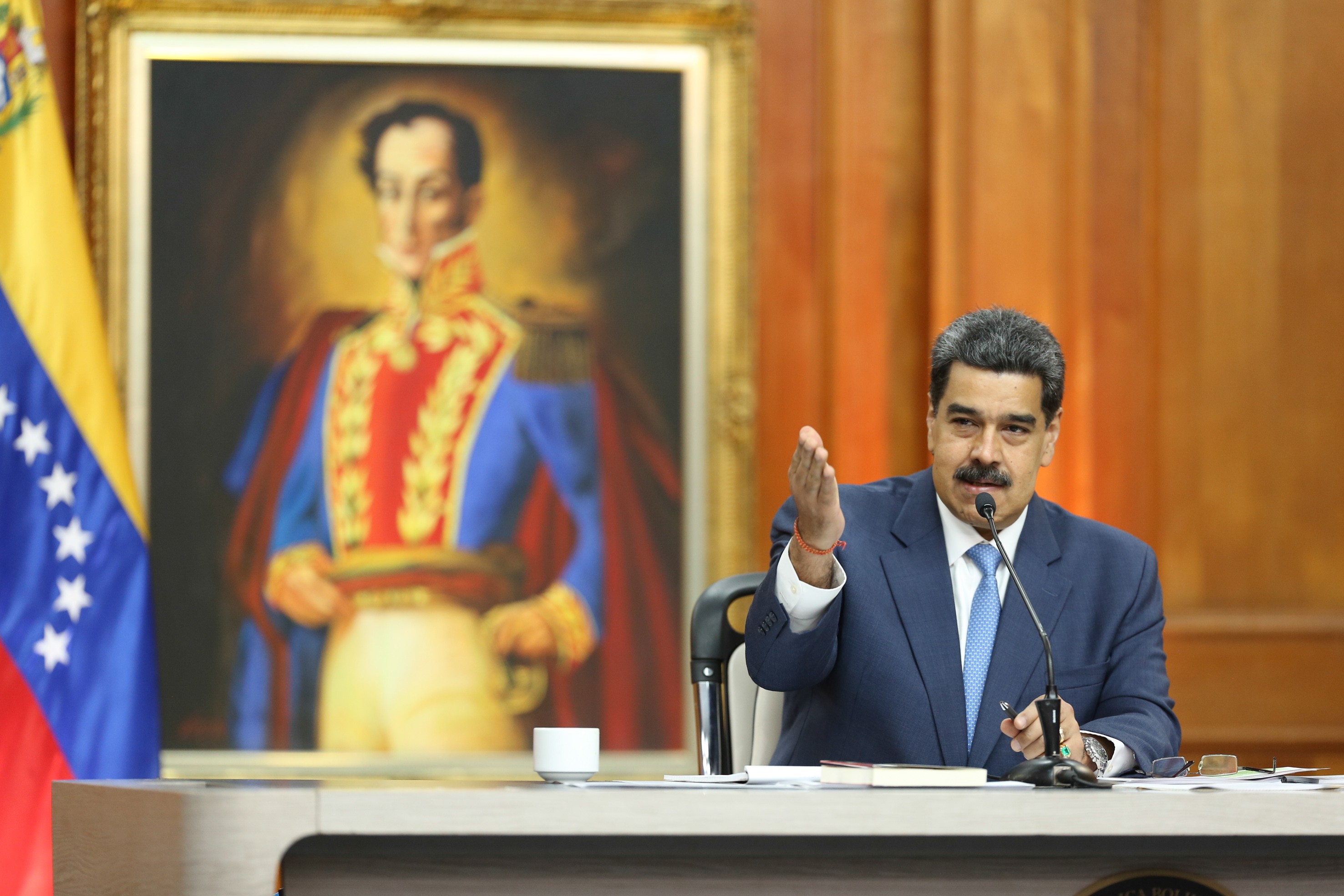 Venezuelan President Nicolas Maduro speaks during a press conference with international media in February. Photo: Marcelo Garcia/Prensa Miraflores/dpa