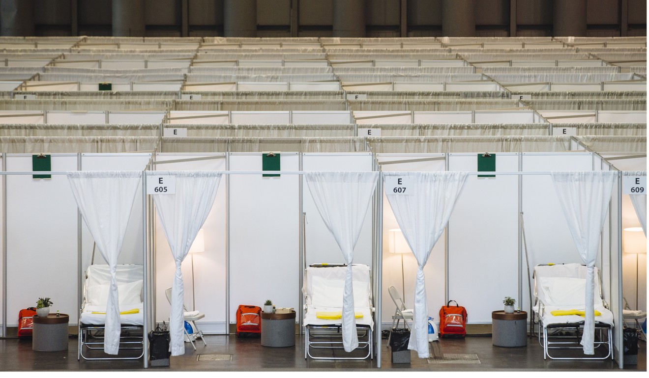 A temporary hospital in the Jacob Javits Convention Centre in New York. Photo: Bloomberg