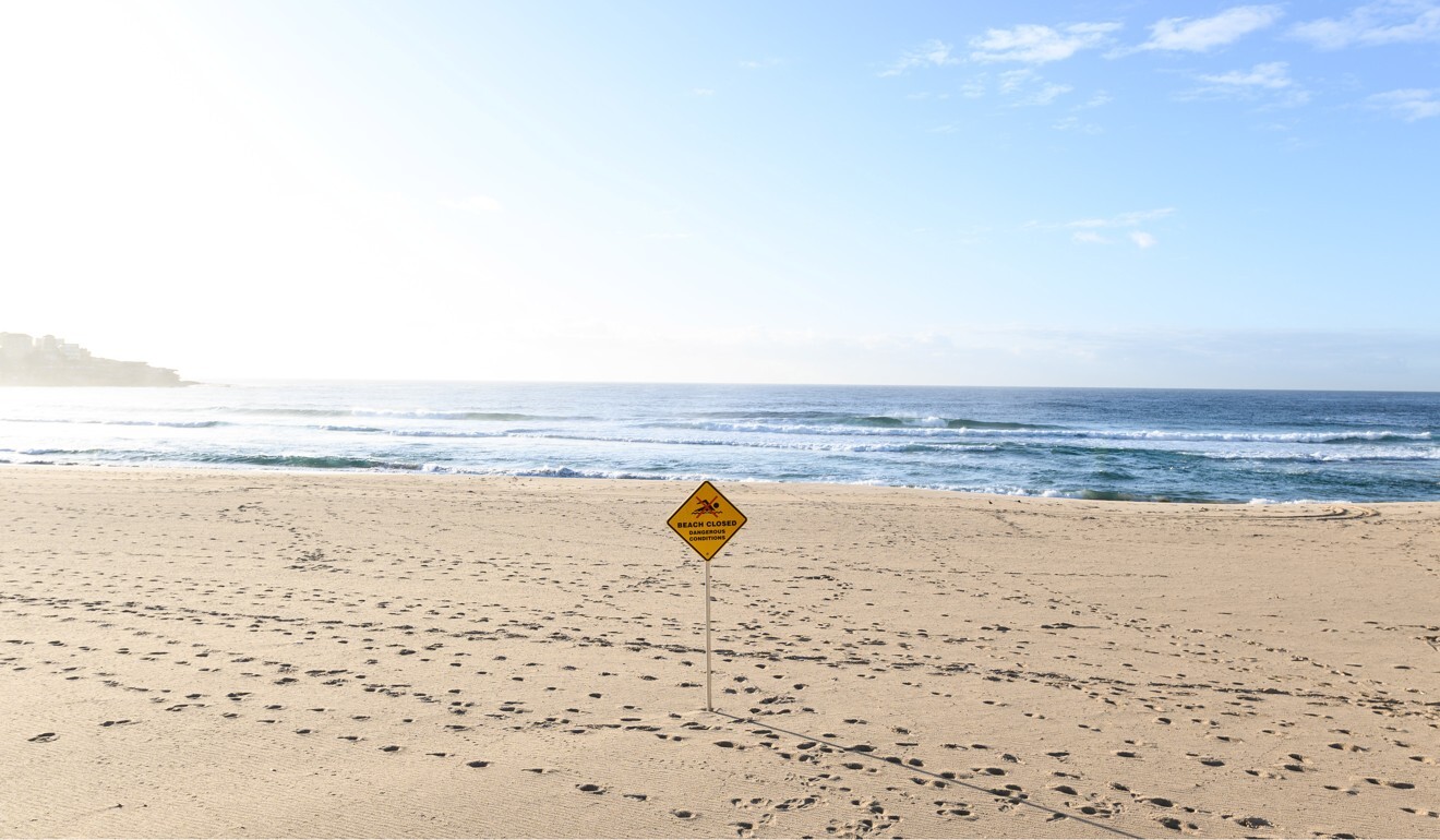 An empty Bondi Beach in Sydney, Australia on Saturday. Photo: EPA