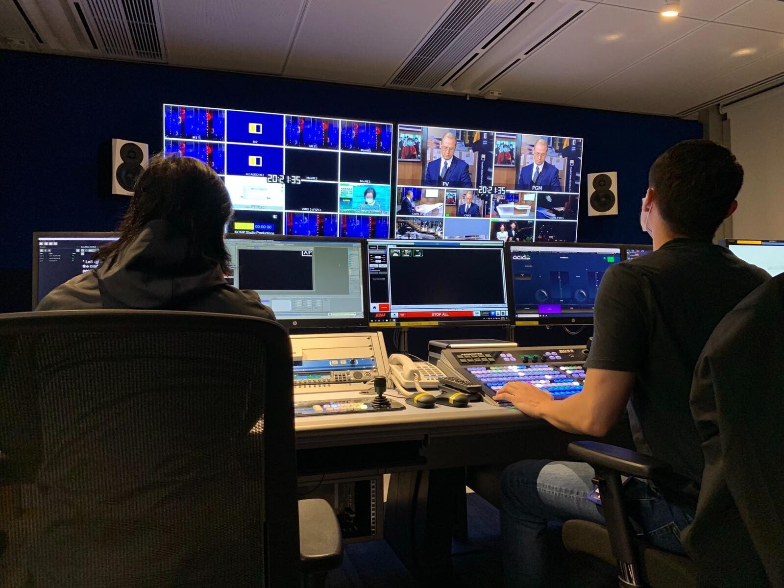 South China Morning Post producers prepare in the studio for Friday’s show. Photo: SCMP