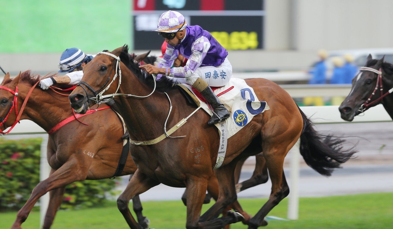 Helene Leadingstar dashes clear to win under jockey Karis Teetan.