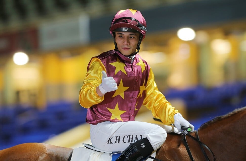 Alfred Chan celebrates a victory aboard Very Sweet Orange in February.