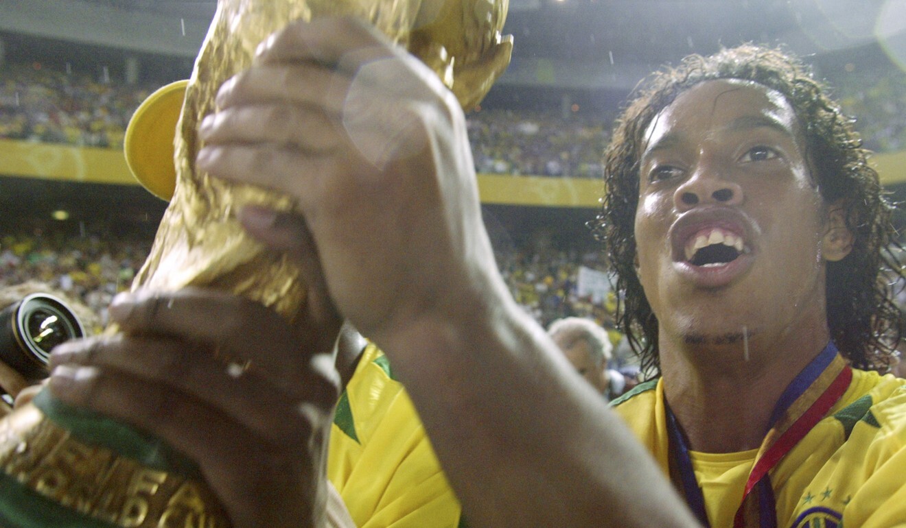 Ronaldinho celebrates after his Brazil team defeated Germany 2-0 in the 2002 Fifa World Cup final. Photo: AFP