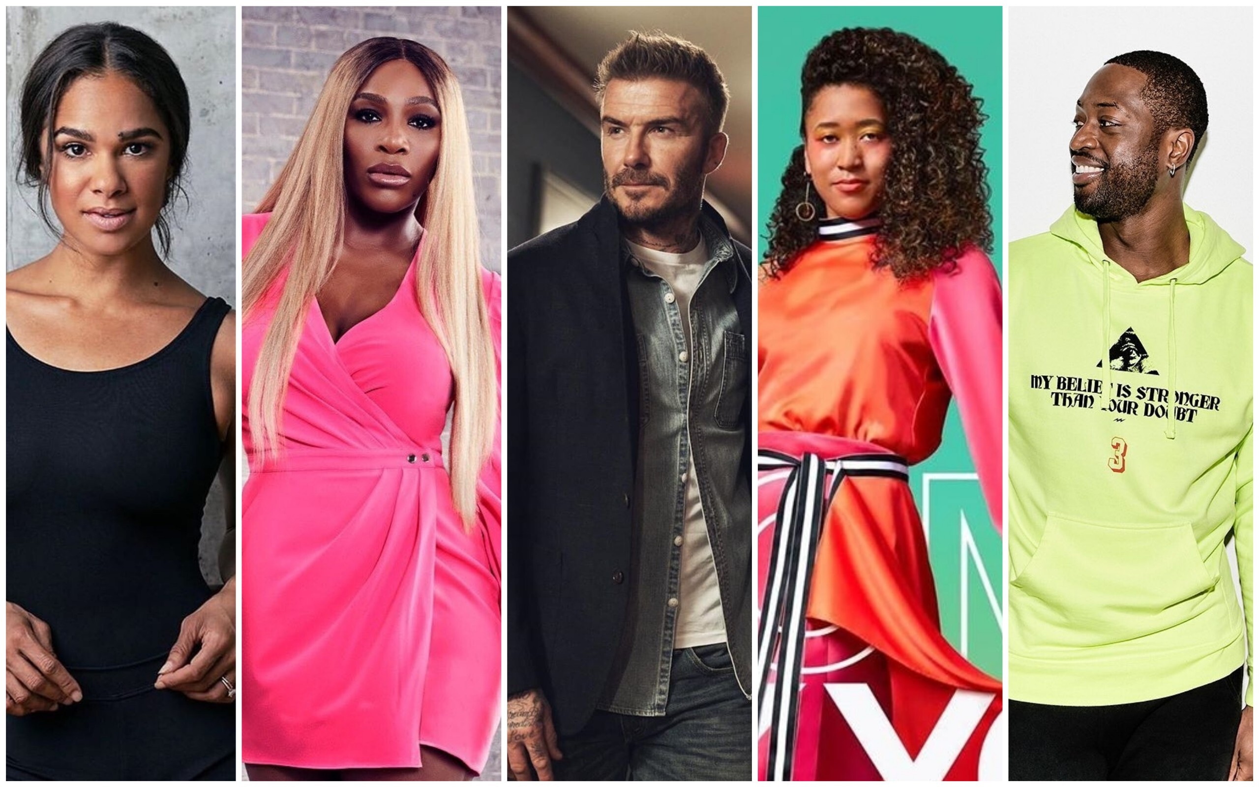 Sports celebrities Misty Copeland, Serena Williams, David Beckham, Naomi Osaka and Dwyane Wade have all branched out into fashion. Photo: Instagram