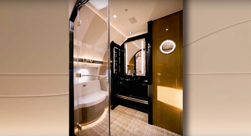 Directly behind the bedroom is the master bathroom complete with a walk-in shower, and full vanity. Photo: YouTube
