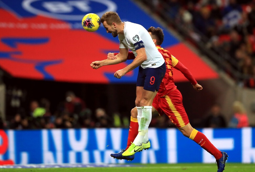 Harry Kane scores England’s third goal of the game during the Euro 2020 qualifying match against Montenegro. The Spurs striker is also more likely to be available to feature in the tournament now it has been delayed. Photo: PA
