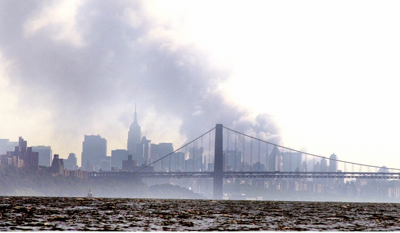 Smoke billows above New York City after terrorist attack on the World Trade Centre on September 11, 2001. Photo: AFP
