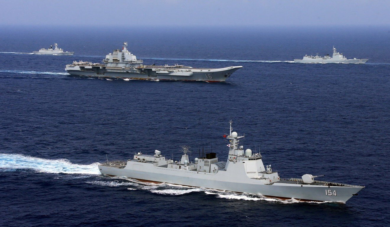 The Liaoning, seen here in a file image, was accompanied on Saturday by two destroyers, two frigates and a combat support ship. Photo: Reuters