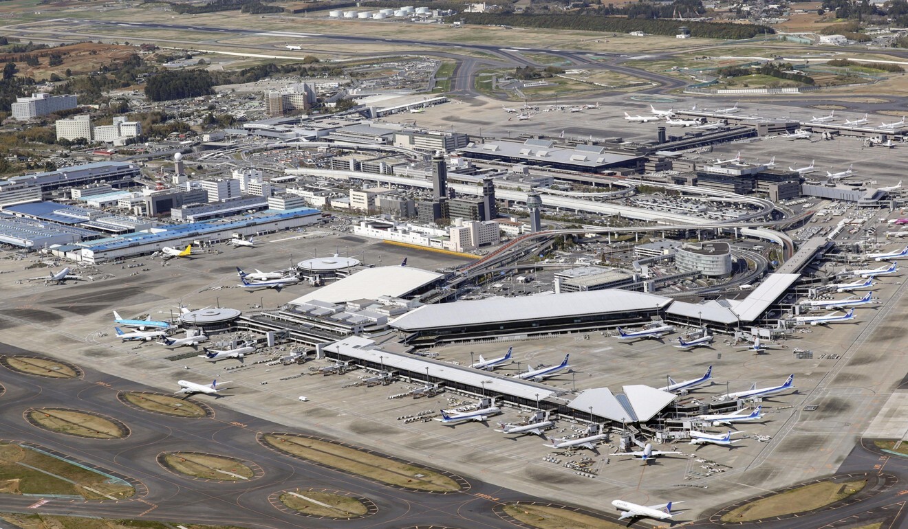 An aerial view of Narita airport near Tokyo on Friday. Photo: Kyodo