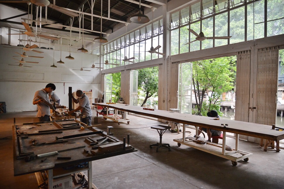 Craftsmen working on furniture at P. Tendercool, in Bangkok, Thailand. Photo: P. Tendercool