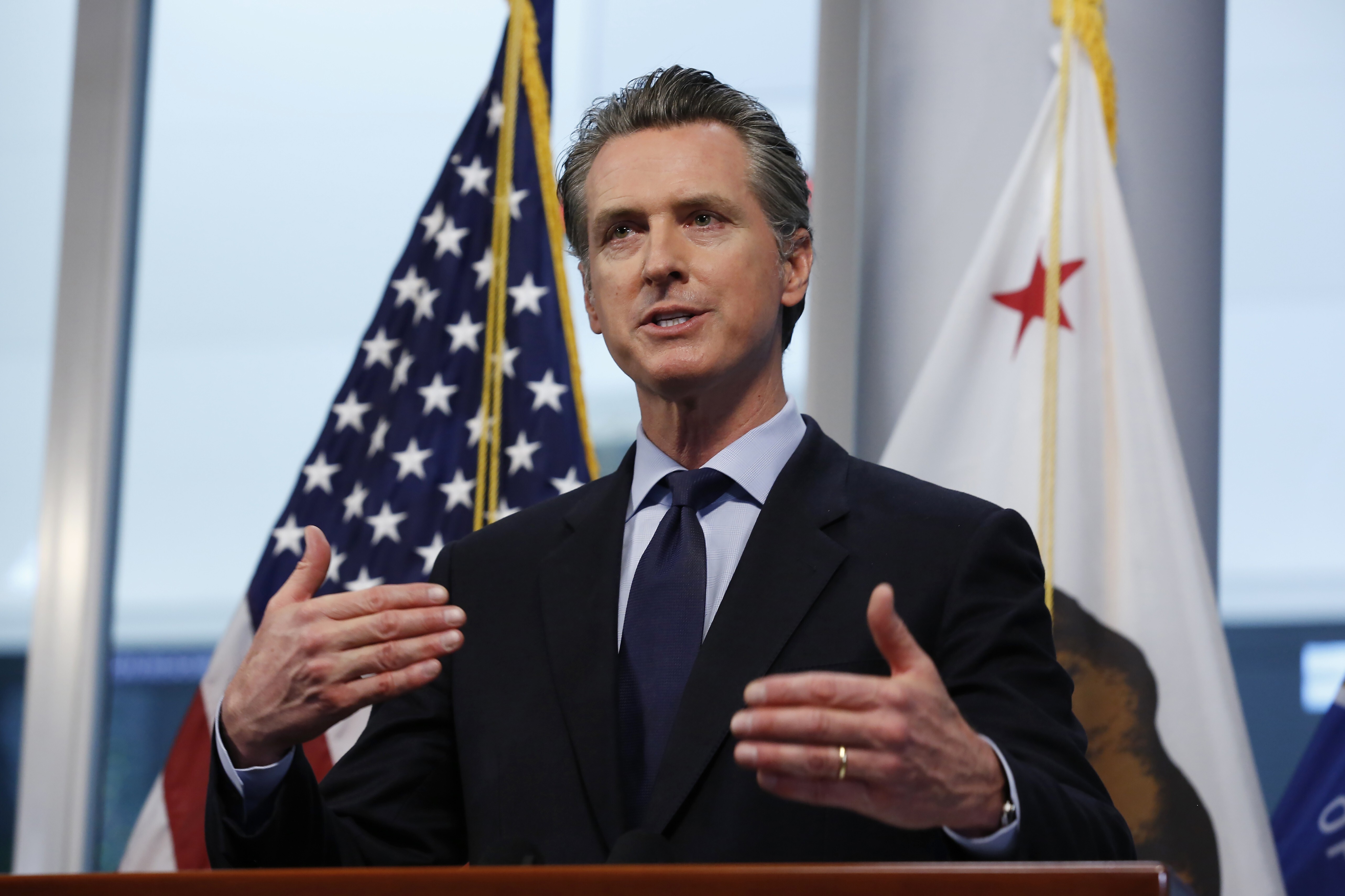 California Governor Gavin Newsom supported dramatic action early, and his state, with a population of about 40 million, had only suffered 682 deaths by Monday. Photo: AP