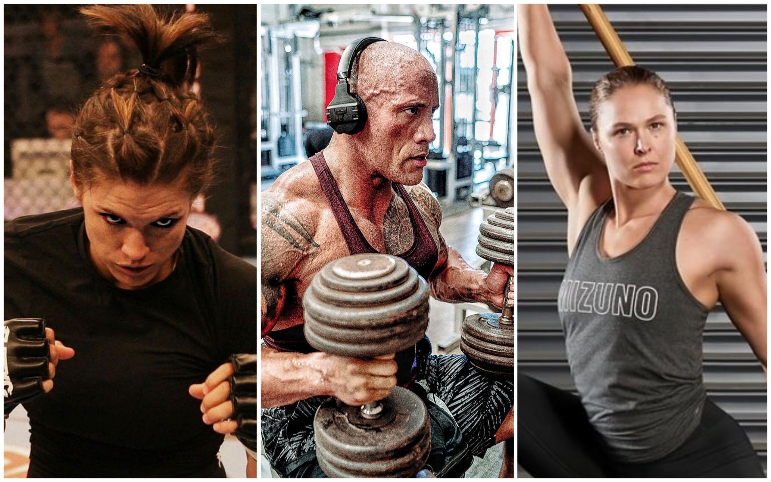 Gina Carano, Dwayne Johnson and Ronda Rousey were successful fighters before making the leap to the big screen. Photos: Instagram