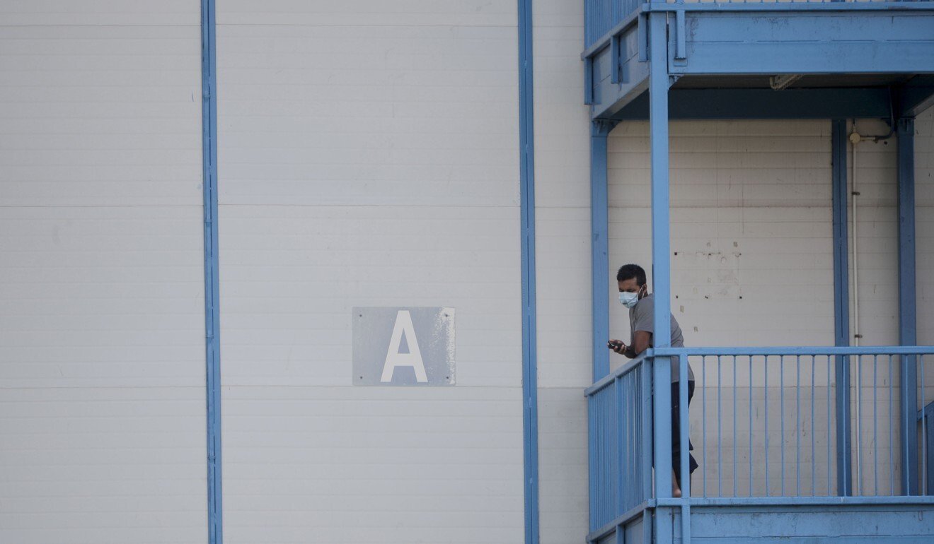 A migrant worker at the North Coast Lodge dormitory in Singapore on April 17. Photo: EPA