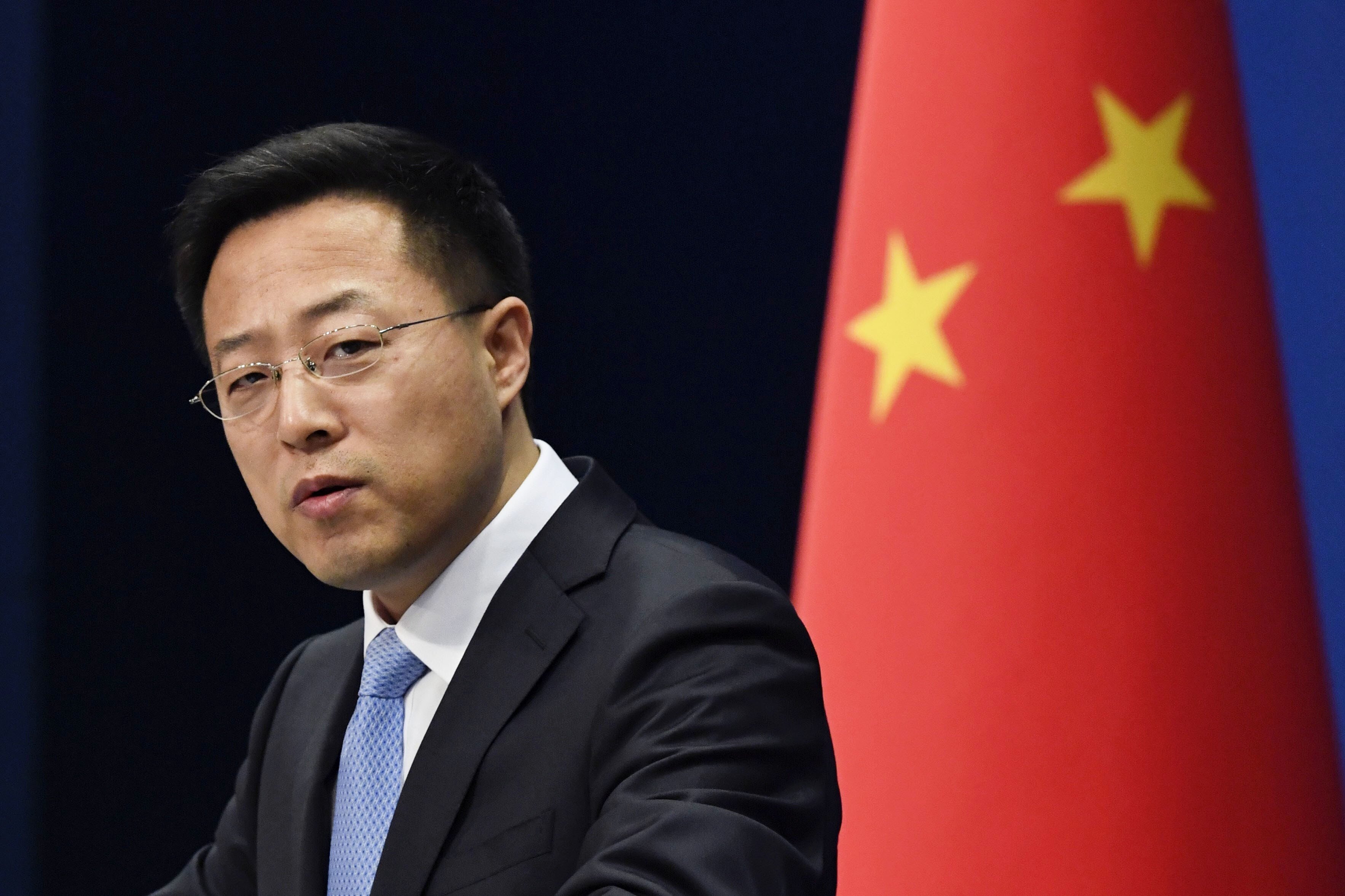 Chinese Foreign Ministry spokesman Zhao Lijian attends a press conference in Beijing on March 4. Photo: Kyodo