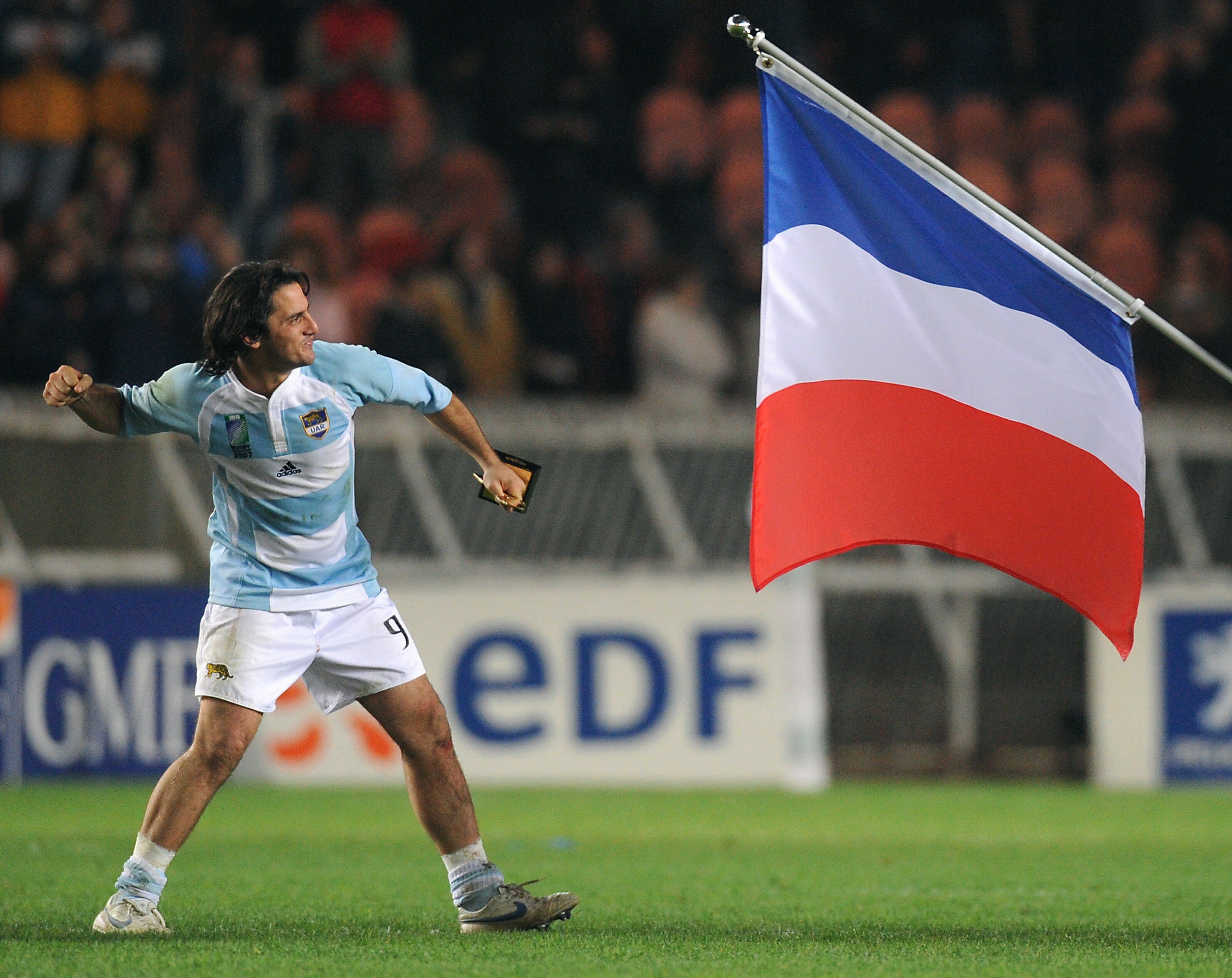 Captain Agustin Pichot celebrates after Argentina finishes third at the 2007 World Cup. Can he win the bid to become World Rugby chairman? Photo: Martin Bureau