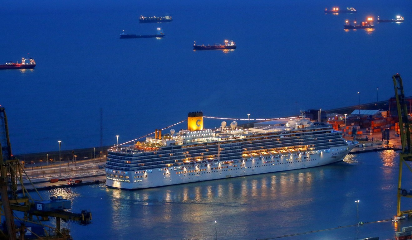 The Costa Deliziosa cruise ship docks at the port in Barcelona, Spain. Photo: EPA-EFE