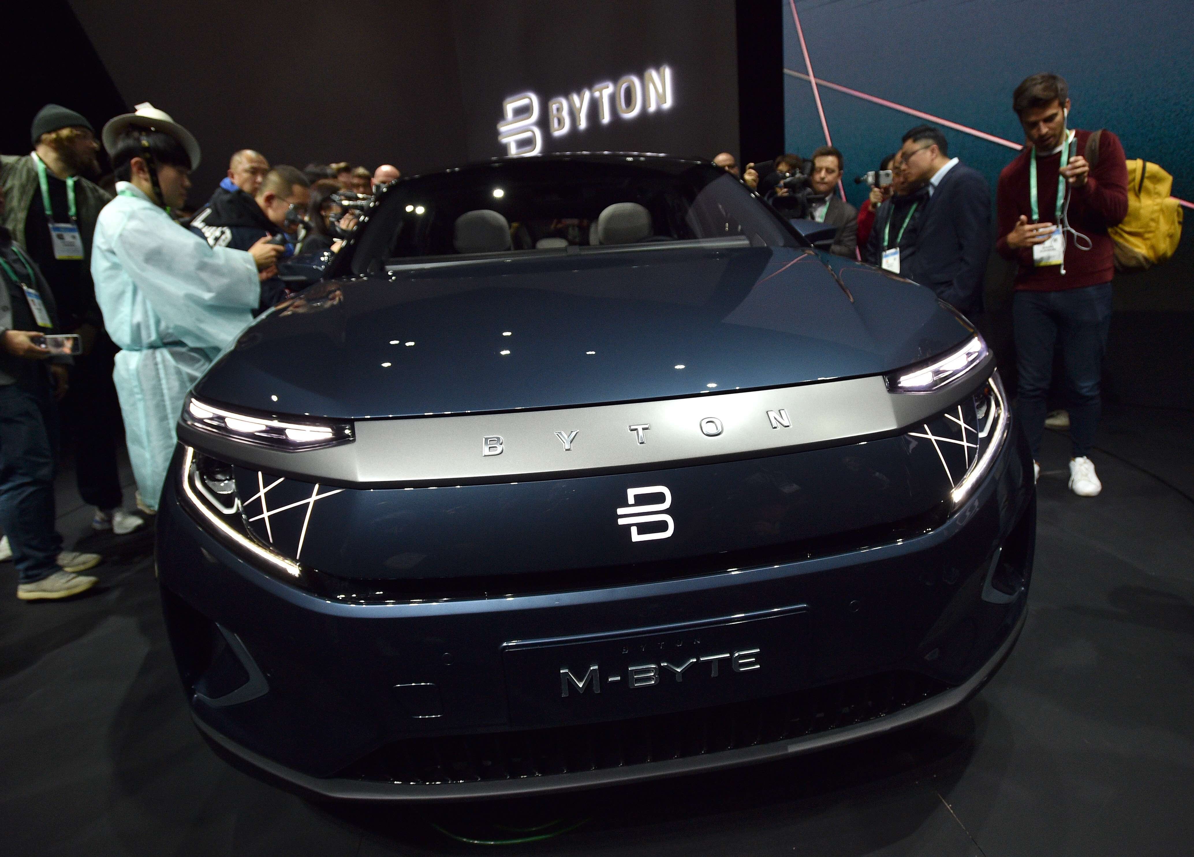 Members of media surround Byton’s M-Byte electric vehicle after it was unveiled at a press event on the sidelines of the CES 2020 trade show, held at the Mandalay Bay Convention Centre on January 5 in Las Vegas, Nevada. Photo: Agence France-Presse