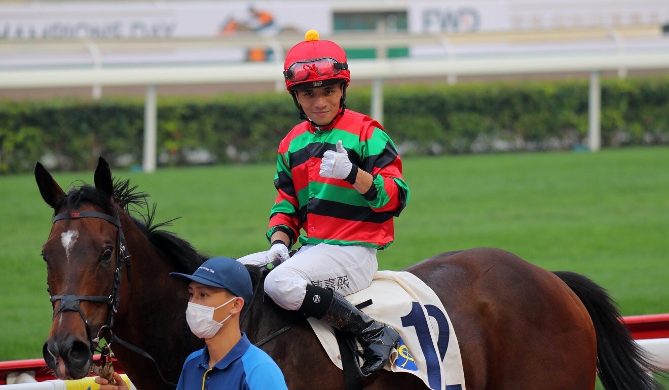 Alfred Chan returns on General’s Delight after winning at Sha Tin.