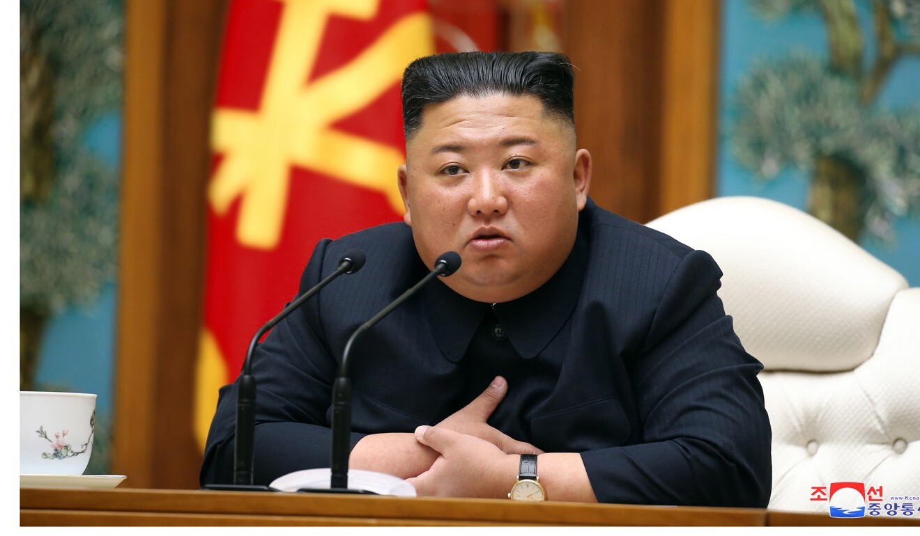 North Korean leader Kim Jong-un attending a politburo meeting of the ruling Workers' Party of Korea in Pyongyang on April 11, the last time he was seen in public. Photo: EPA-EFE