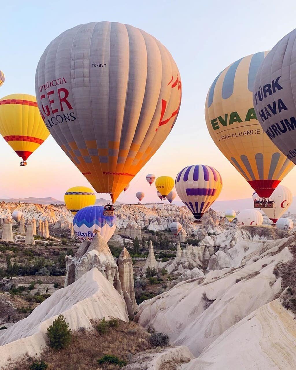 With colourful hot-air balloons flying above volcaniclastic rocks, Cappadocia is a true fairy tale scenery. Photo: @goreme_cappadocia/Instagram