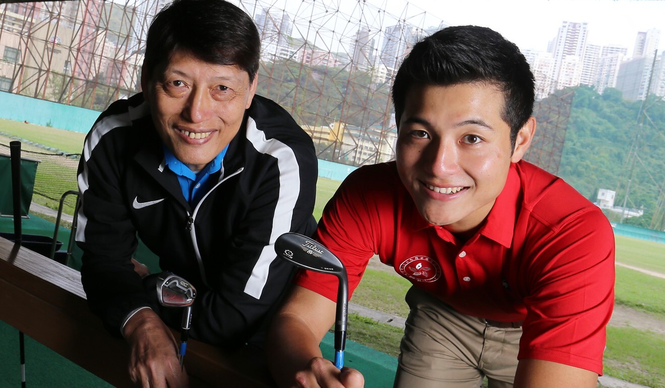 The South China Athletic Association driving range can also reopen next week. Retired Hong Kong footballer Lai Law-kau and son Jonathan at the facility in Causeway Bay. Photo: Dickson Lee