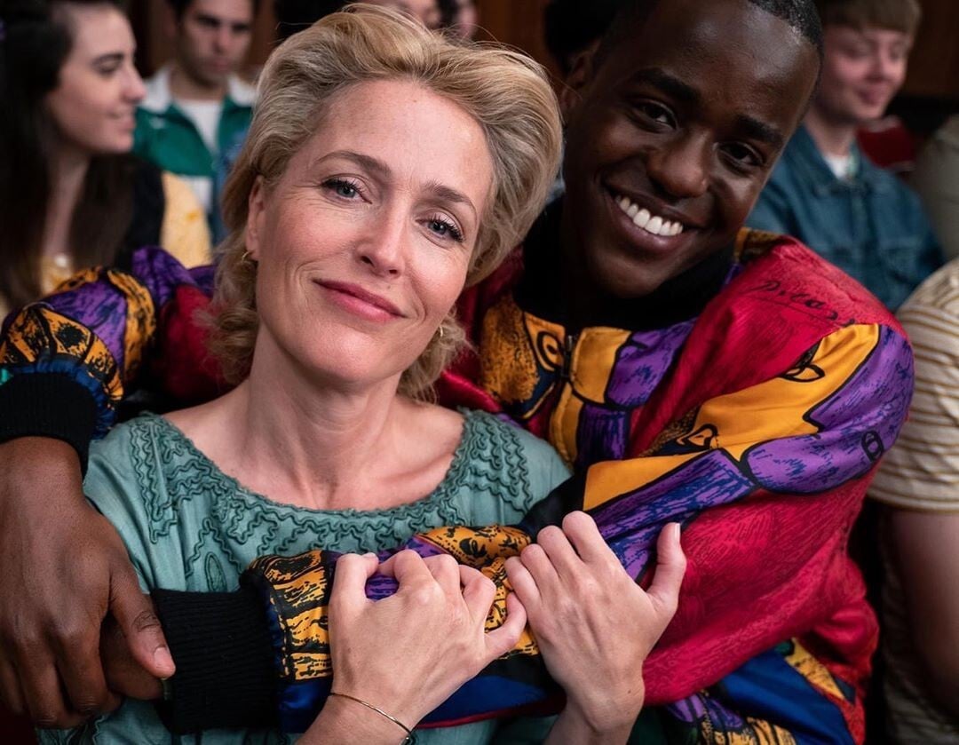 Gillian Anderson plays a sex therapist in Sex Education, among the LGBT shows to binge on while in self-isolation. Photo: @sexeducation/Instagram