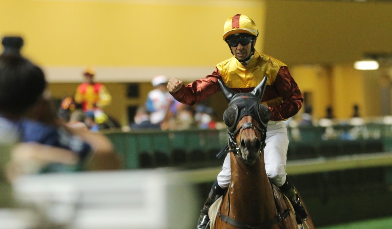 Joao Moreira enjoys Simply Fluke’s win.