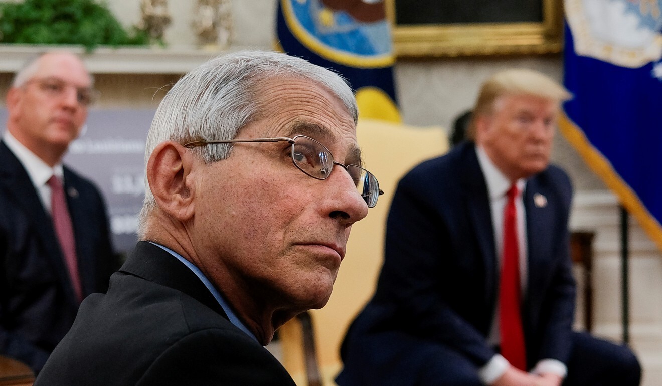 Anthony Fauci attends a coronavirus response meeting at the White House on Wednesday. He called the results of the US-led trial “highly significant”. Photo: Reuters