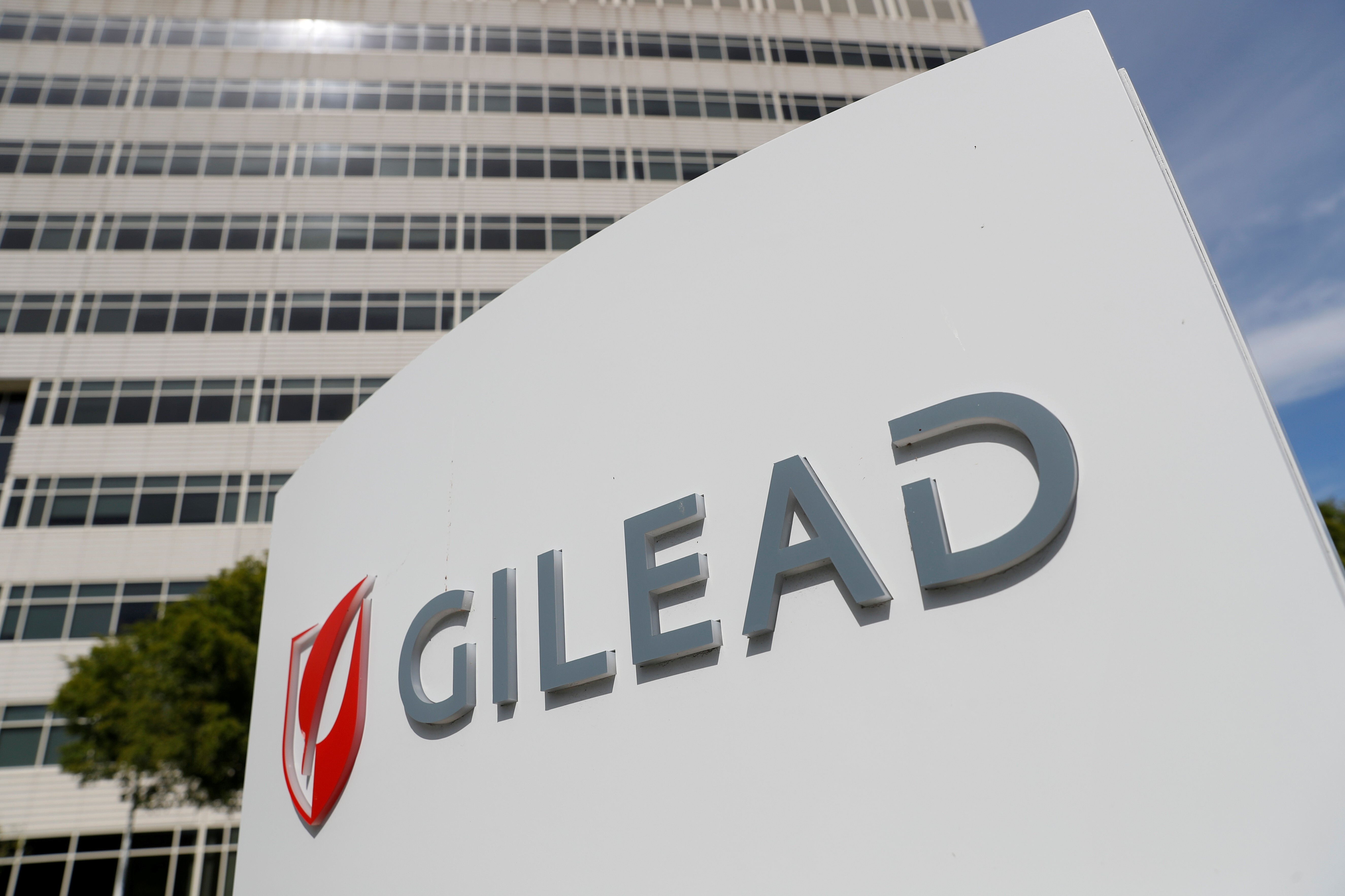 The Gilead Sciences logo displayed outside the company’s offices in Foster City, California. Photo: Reuters