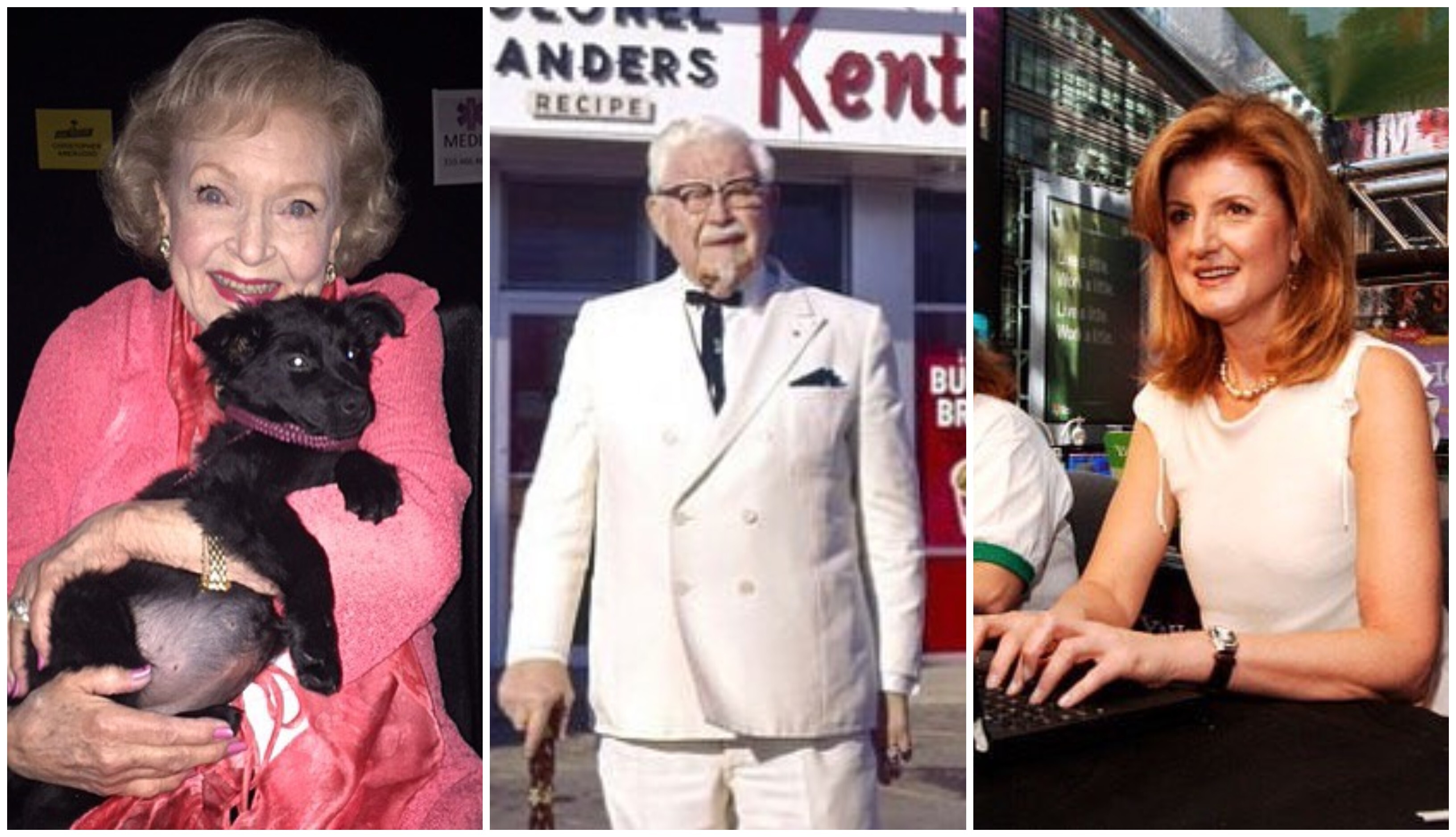 Betty White, Colonel Sanders, Ariana Huffington. Photos: Instagram