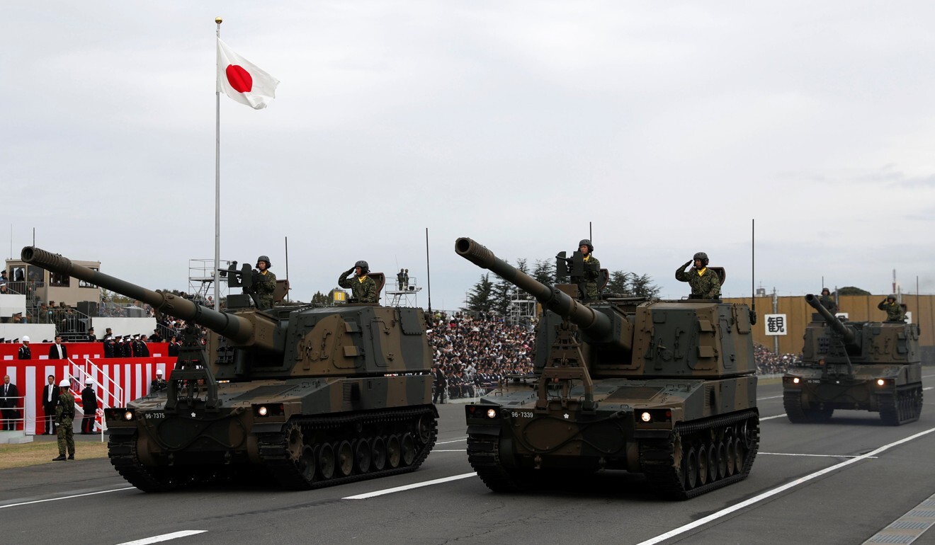 Japanese Self-Defence Forces tanks parade during the annual SDF ceremony at Asaka Base in Asaka, north of Tokyo on October 14, 2018. File photo: Reuters