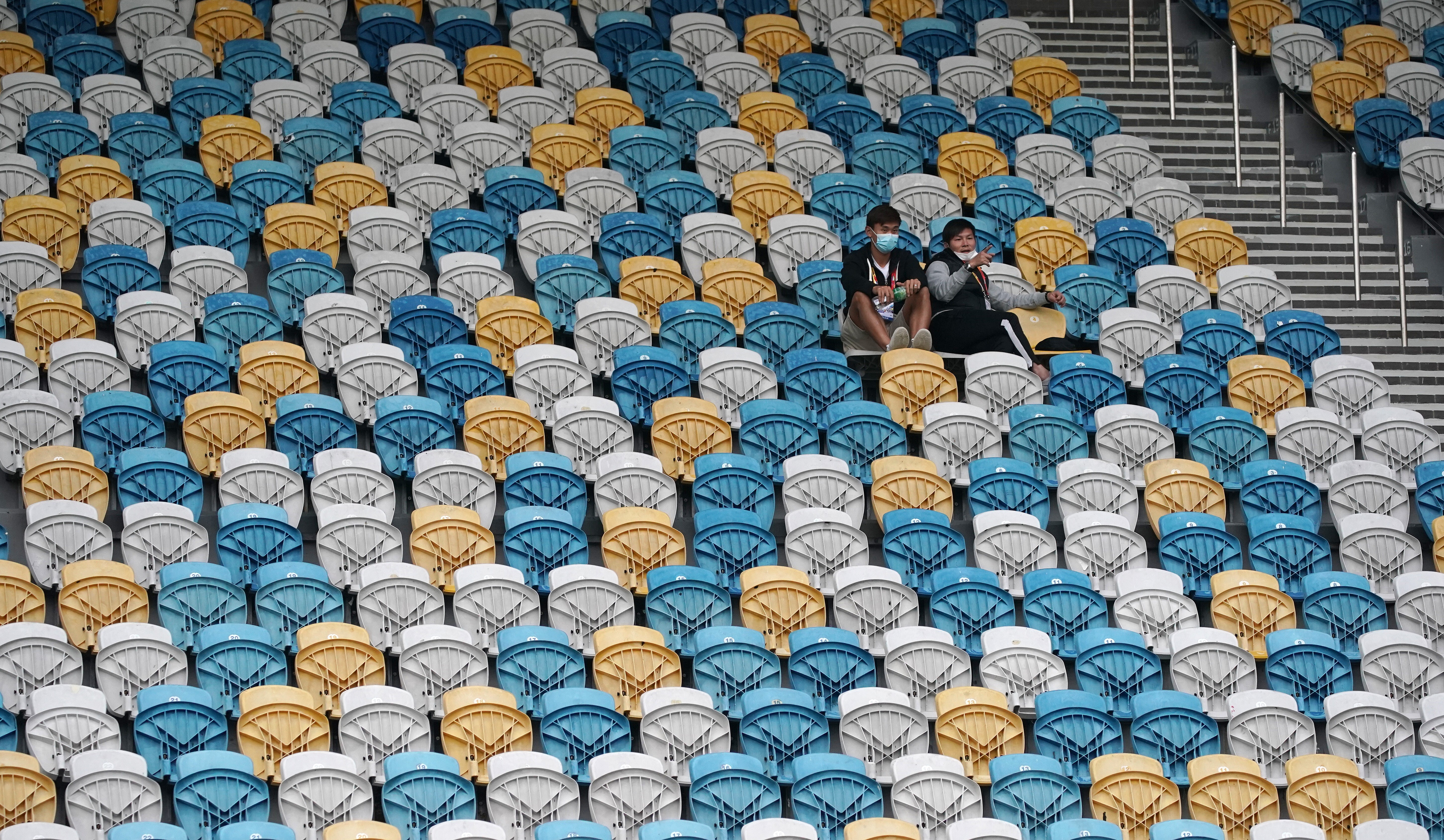 An empty stadium as a Hong Kong football match is played behind closed doors during the pandemic. Photo: Felix Wong