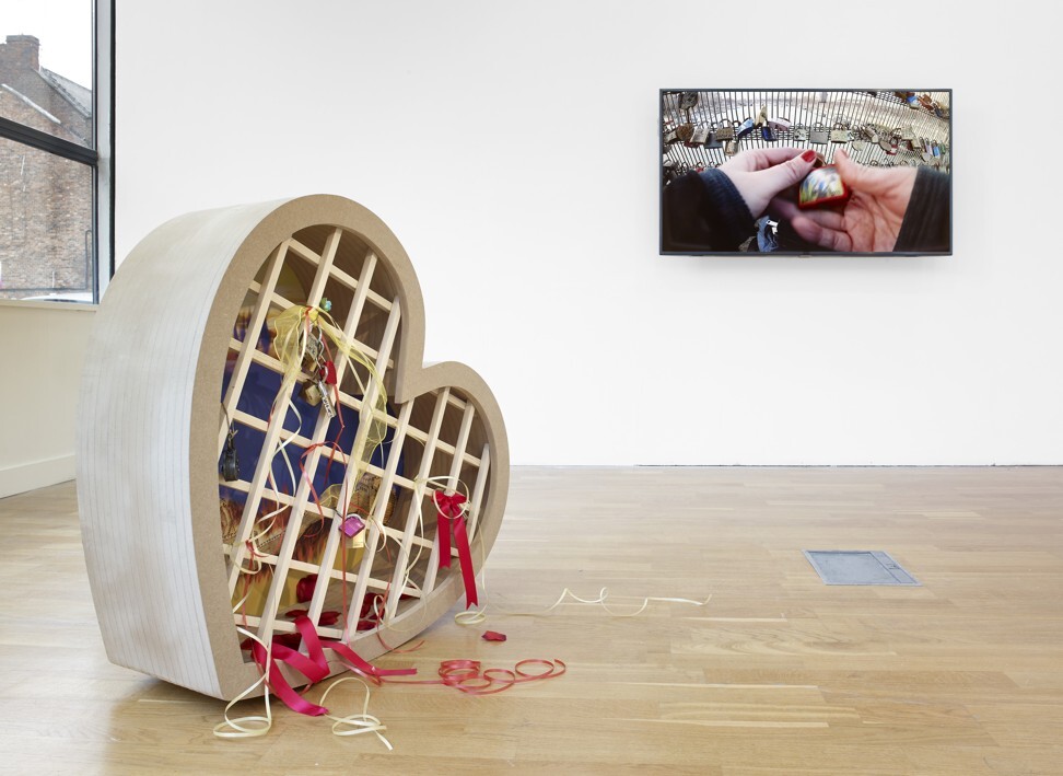 Love’s Labour’s Lost (video, right) and Love’s Little Wall (both 2019) by Miao Ying at Manchester’s Centre for Chinese Contemporary Art. Photo: Michael Pollard