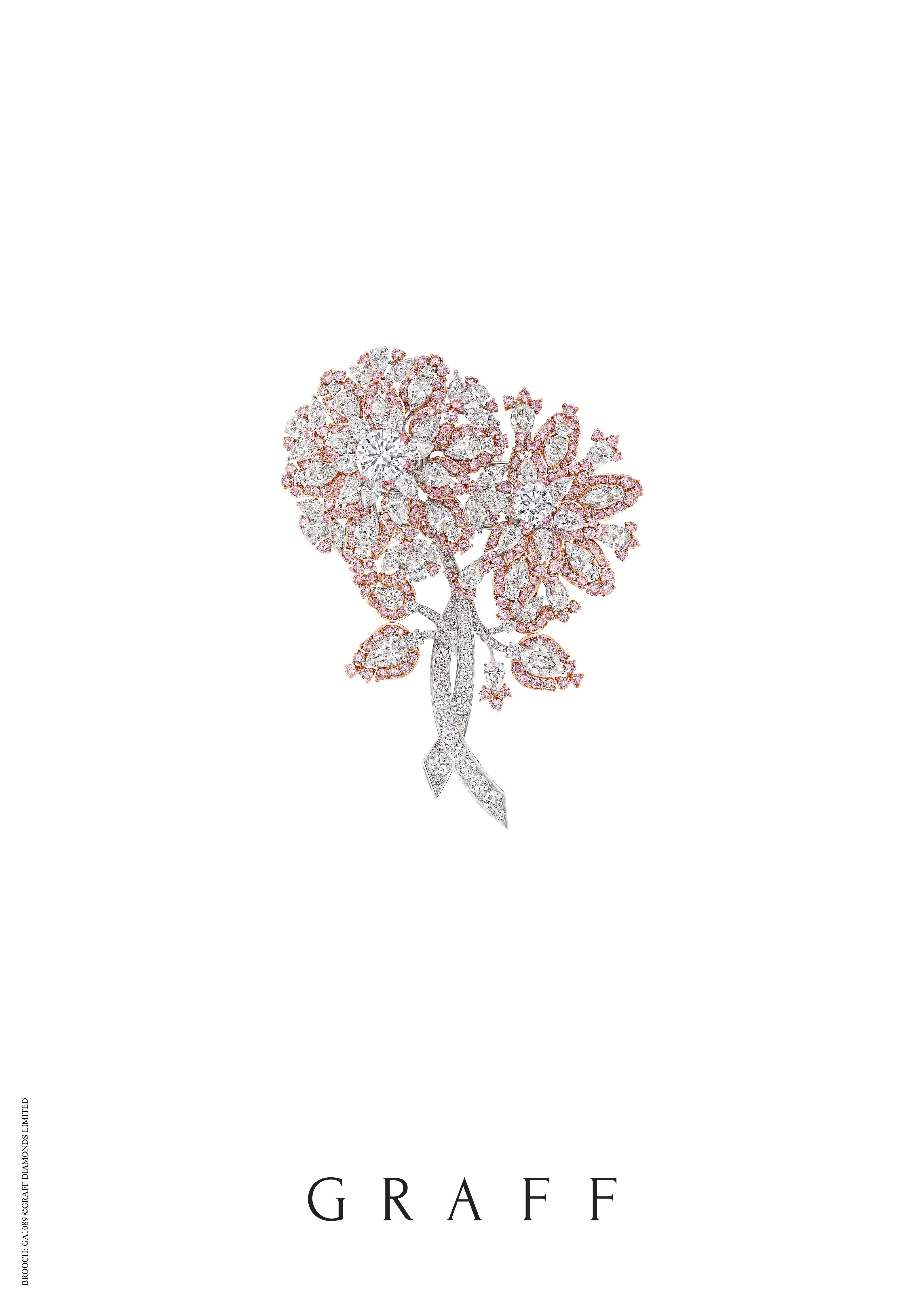 A pink and white diamond brooch from Graff – the likes of which will be a lot rarer when Rio Tinto’s Argyle mine closes in Western Australia. Photo: Graff