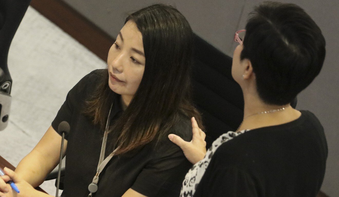 Lau Siu-lai (at left) has asked the High Court to determine whether pro-establishment lawmaker Chan Hoi-yan had been duly elected to the office of Kowloon West constituency in November 2018. Photo: Felix Wong