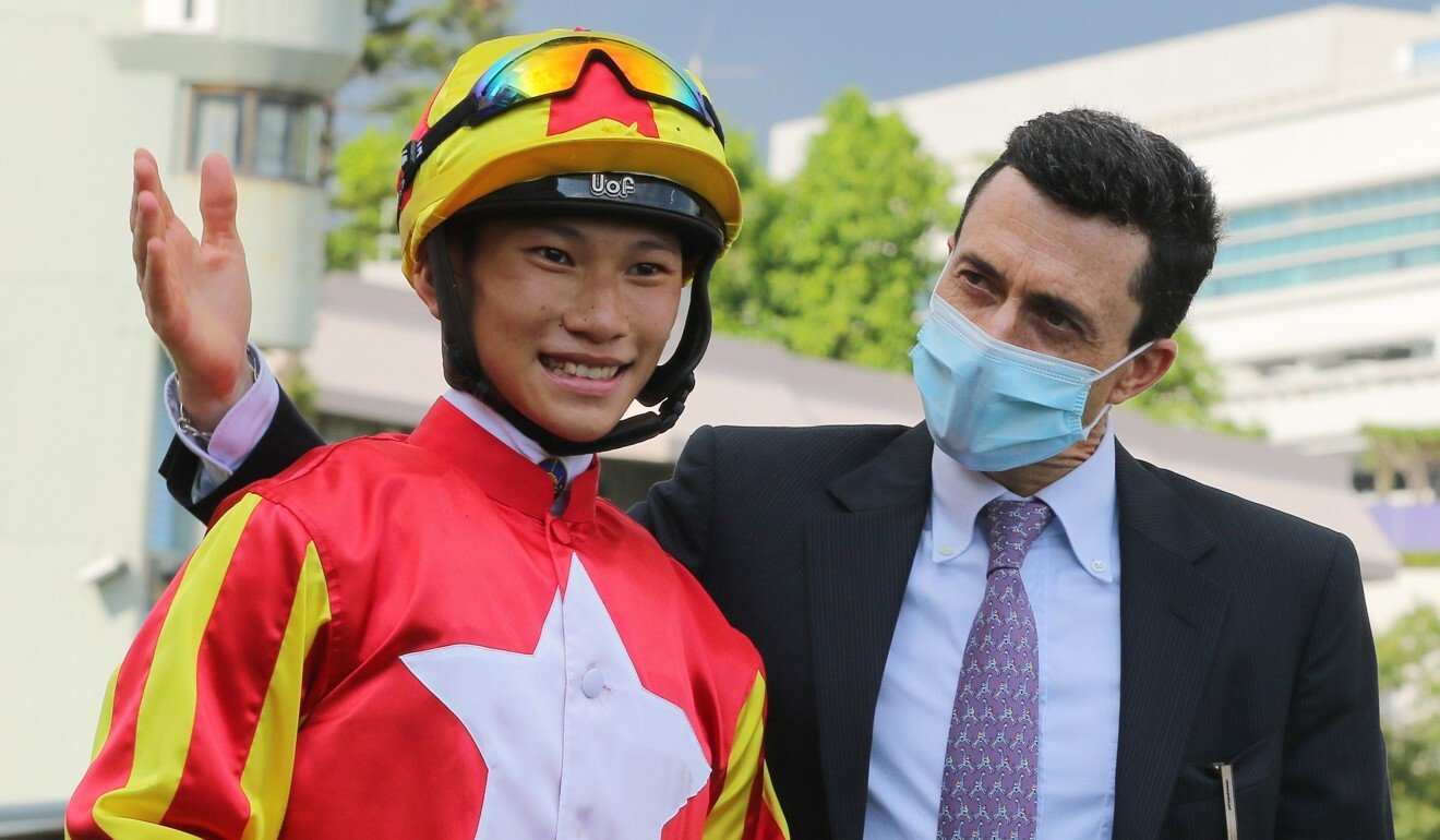 Jerry Chau and Douglas Whyte celebrate Relentless Me’s victory.