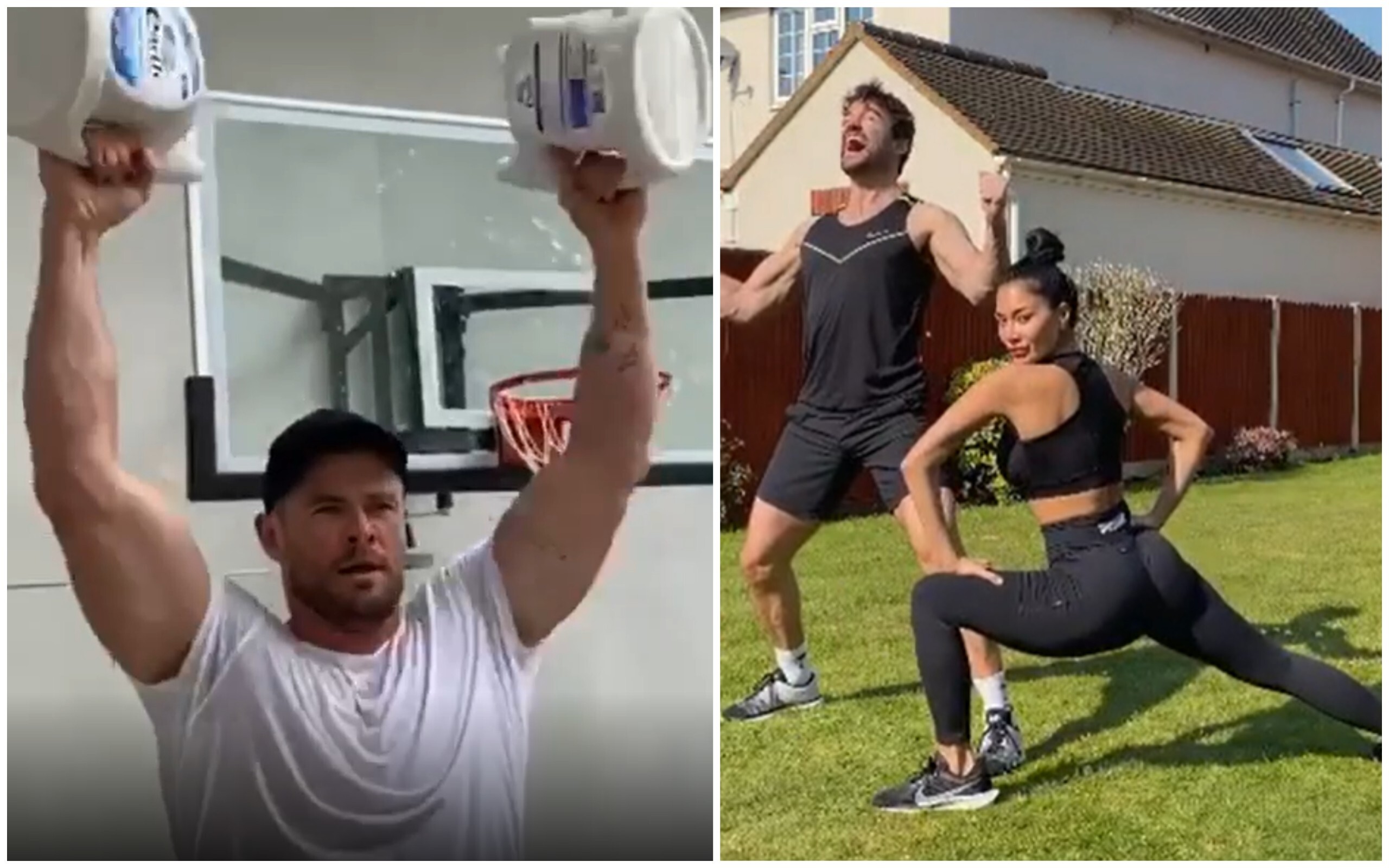 Looking for home workouts? Follow celebrities Chris Hemsworth, Nicole Scherzinger, Thom Evans, Mark Wahlberg, and Molly Sims for no or minimal equipment workouts. Photos: Instagram
