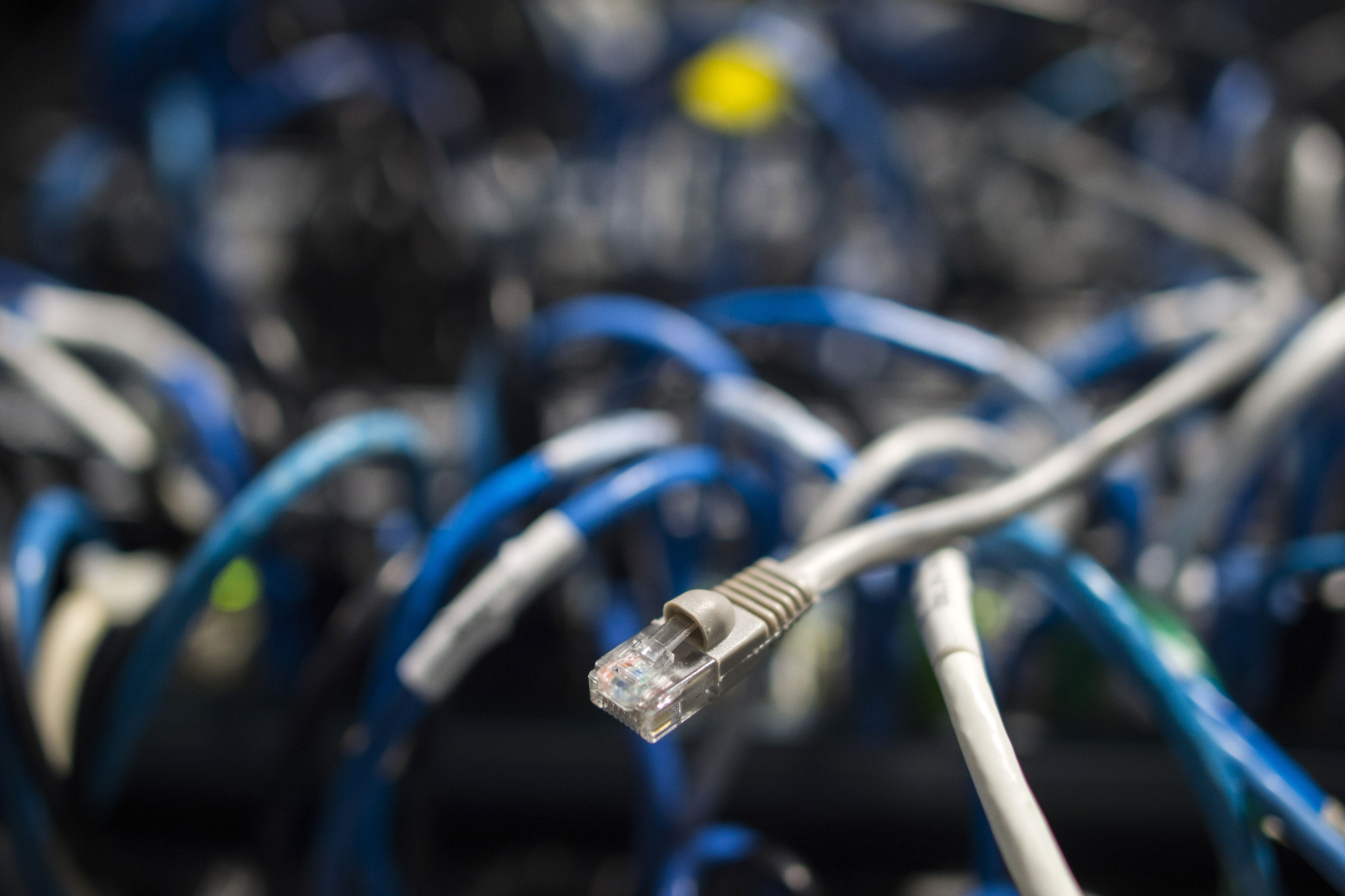 In this file photo network cables are seen going into a server in an office building in Washington, DC. Photo: AFP