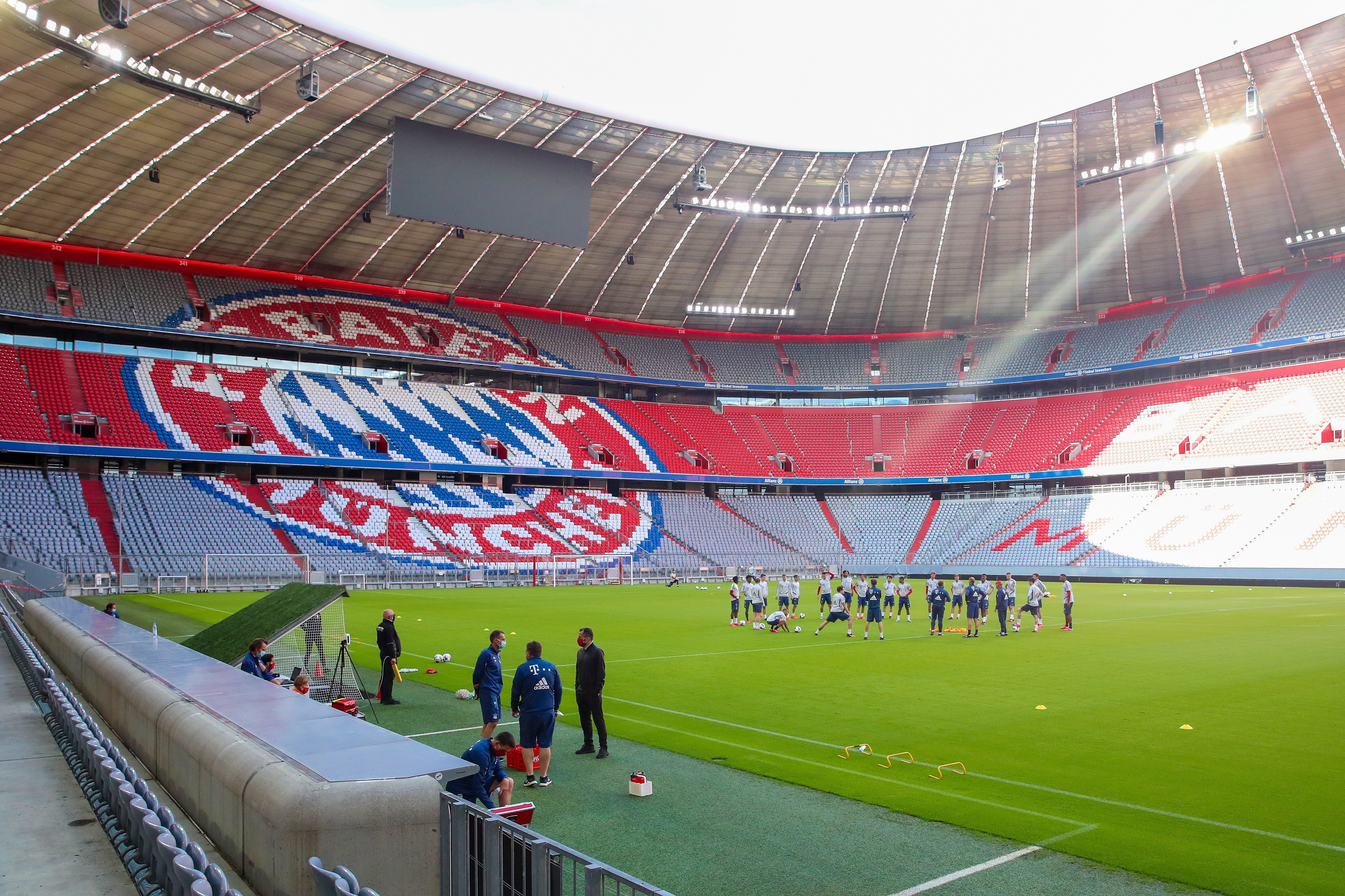Bayern Munich’s Allianz Arena will remain almost empty for the return of Bundesliga football. Photo: DPA